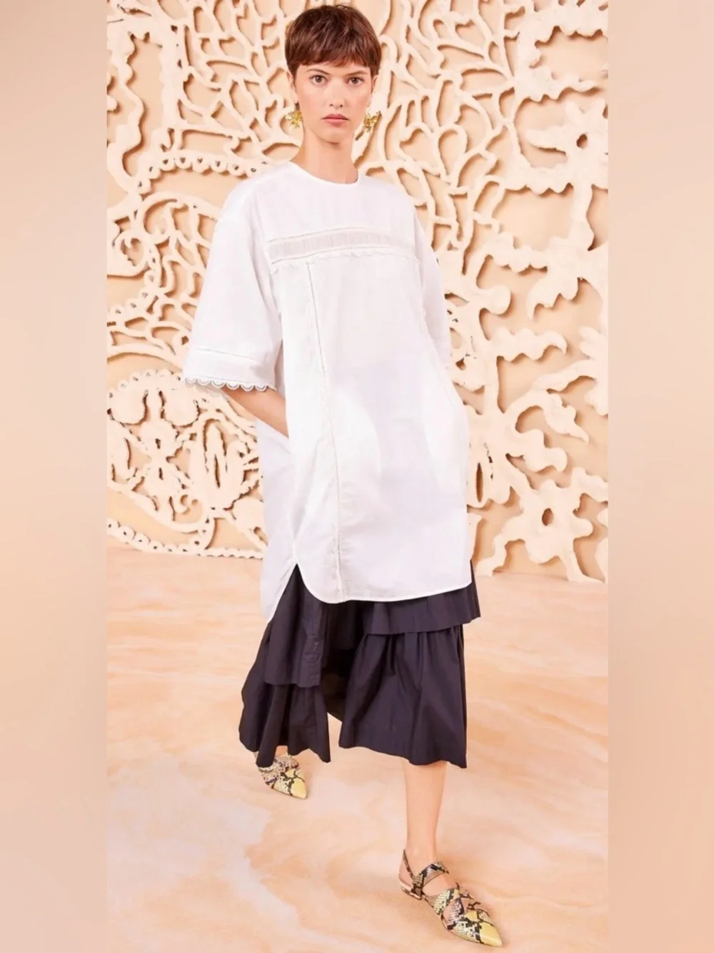 Ulla Johnson Diyana Tunic Dress Women’s Size 0 Lace Cotton Cowrie‎ White NWT